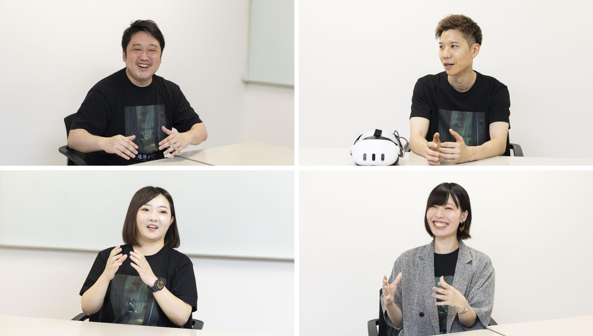 XRホラーイベント「迷界デパート」の中心メンバーが語り合った。上段左から、大丸松坂屋・平井直樹氏、日本XRセンター・小林大河氏、下段左から、闇・濱田瑠衣氏、大丸東京店・山﨑裕加氏