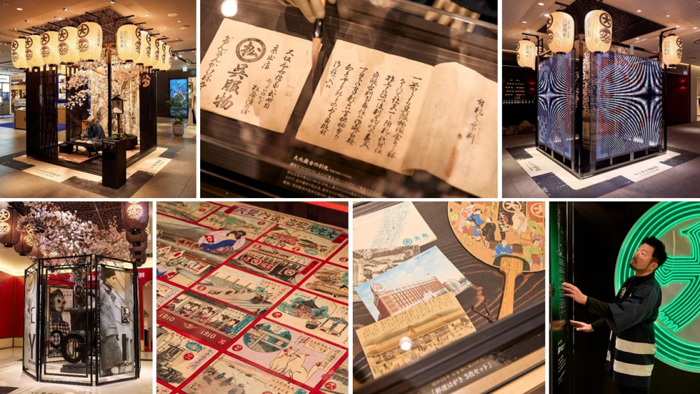 江戸時代の店先の再現やデジタルサイネージを使った動く浮世絵など多彩な表現のひとます博物館。各階フロアで展示。1733年(享保18年)に配られた大丸最古の引き札(チラシ)、明治時代のすごろく、うちわなどのお客さまへの配布物は全て本物