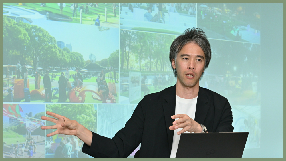 「多様な価値観が交じり合う場を作ることが、栄らしい賑わいにつながる」と語る三菱地所の小川さん。地域の魅力、価値を最大化するために、実行委員会メンバー、周辺企業との対話を重ねる