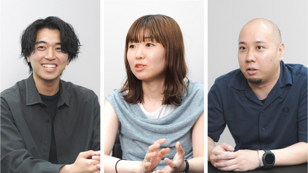Ｊ．フロント建装出身の岩渕さん（左）と、PSS出身の和田さん（中央）、小林さん（右）。異なる経験や専門性を持つ3人が、新たなシナジー創出に挑んでいる